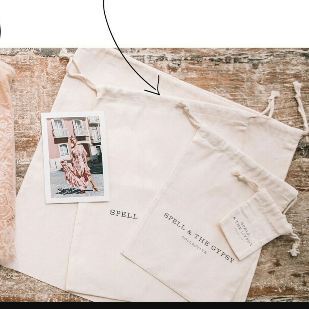 New spell designs eco tote drawstring bag pouch L